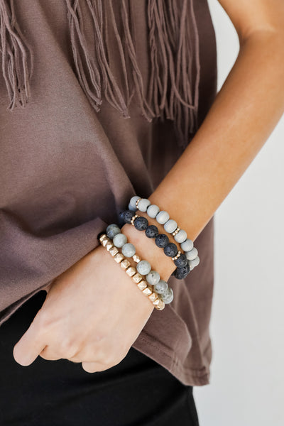 Beaded Bracelet Set in grey