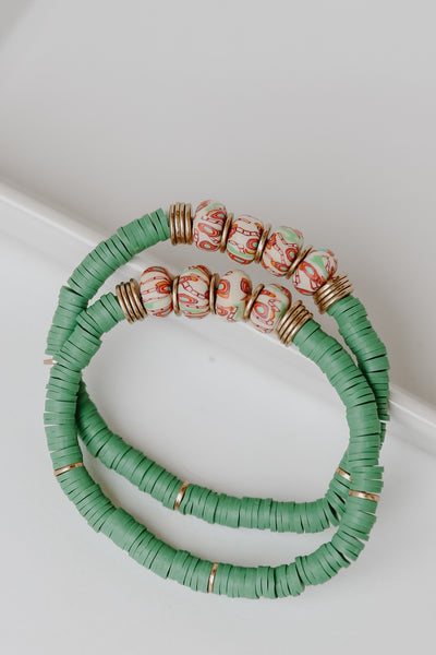 Beaded Bracelet Set in green