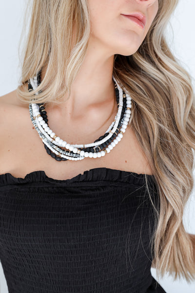 black Beaded Layered Necklace