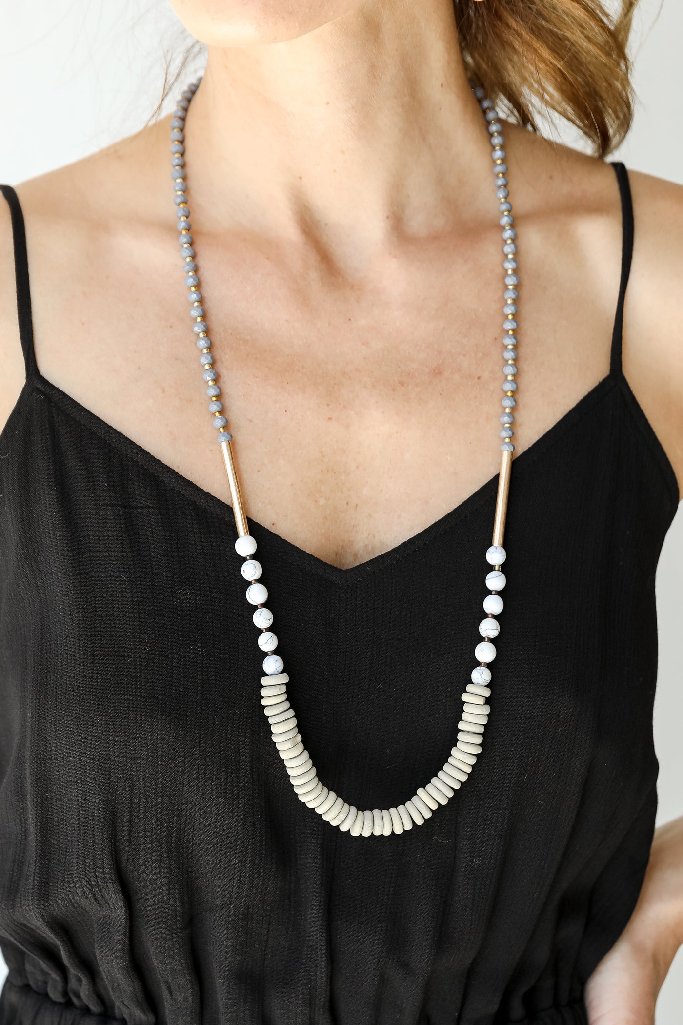 Beaded Necklace in grey