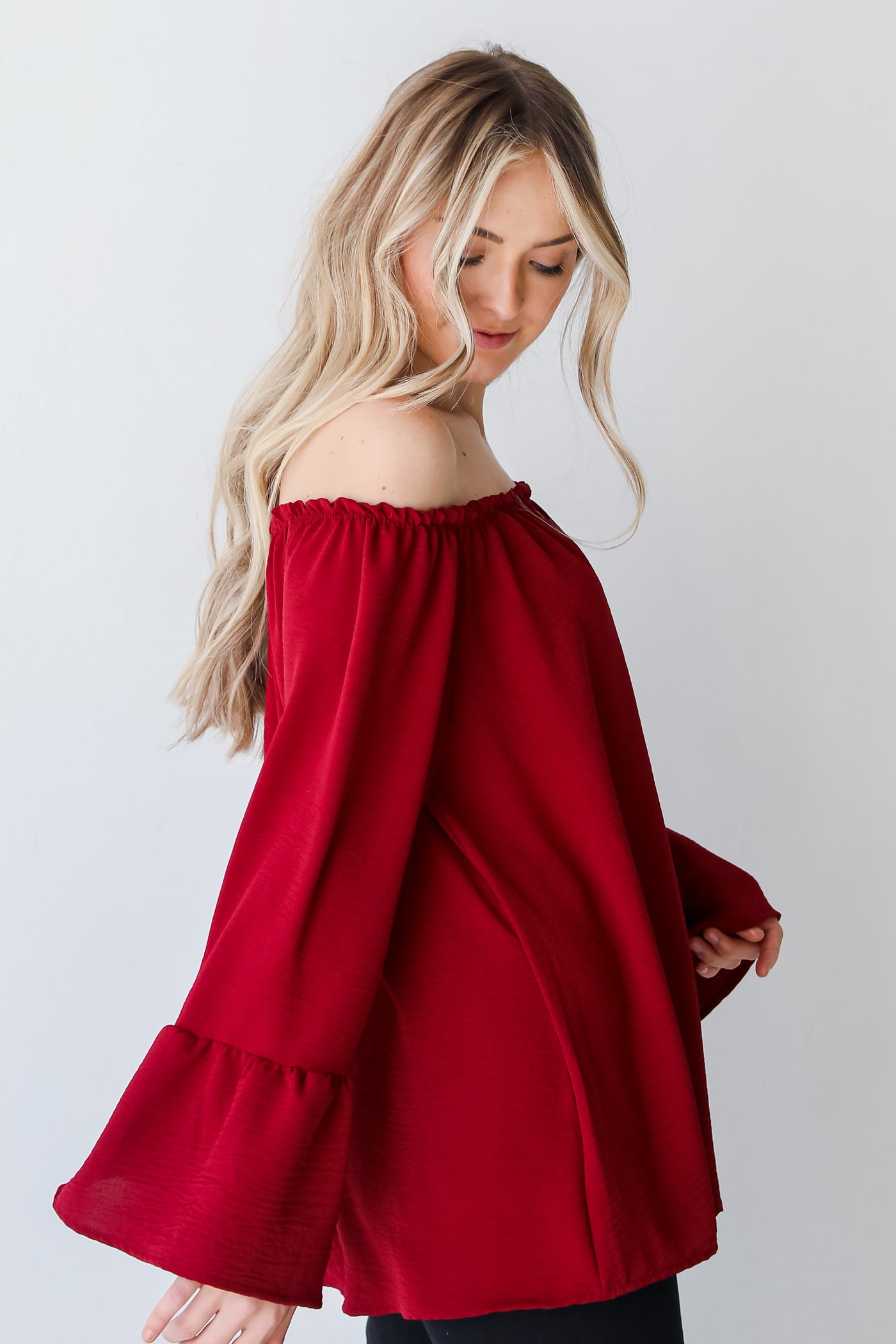 red Blouse side view