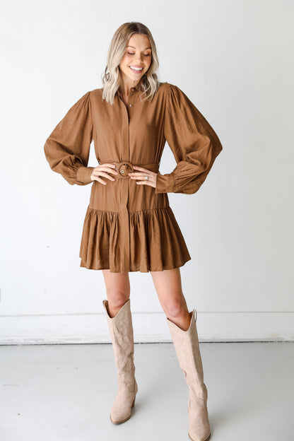 Belted Mini Dress on model