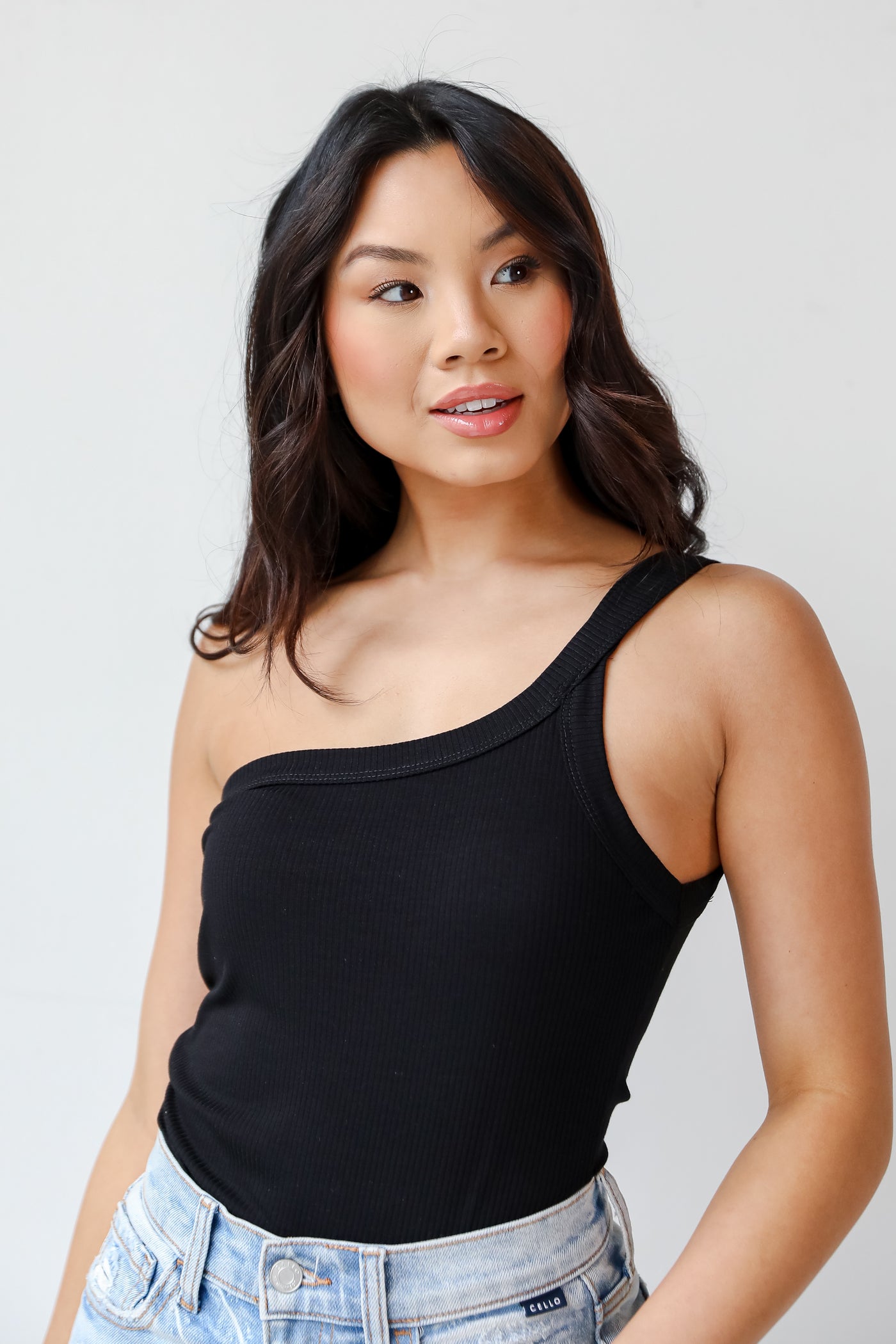 black One-Shoulder Bodysuit