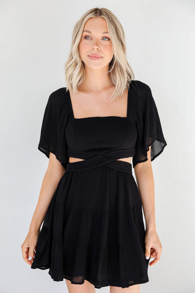 black Cutout Mini Dress
