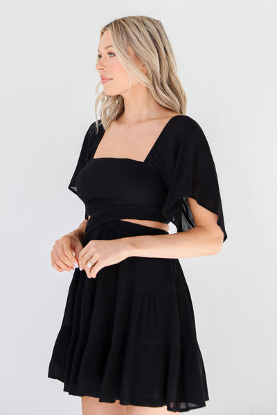 black Cutout Mini Dress side view