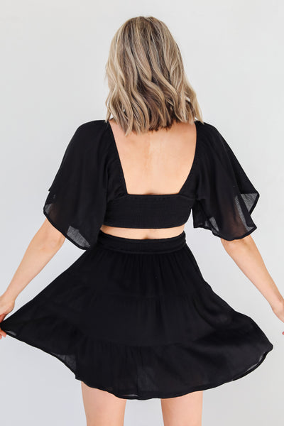 black Cutout Mini Dress back view