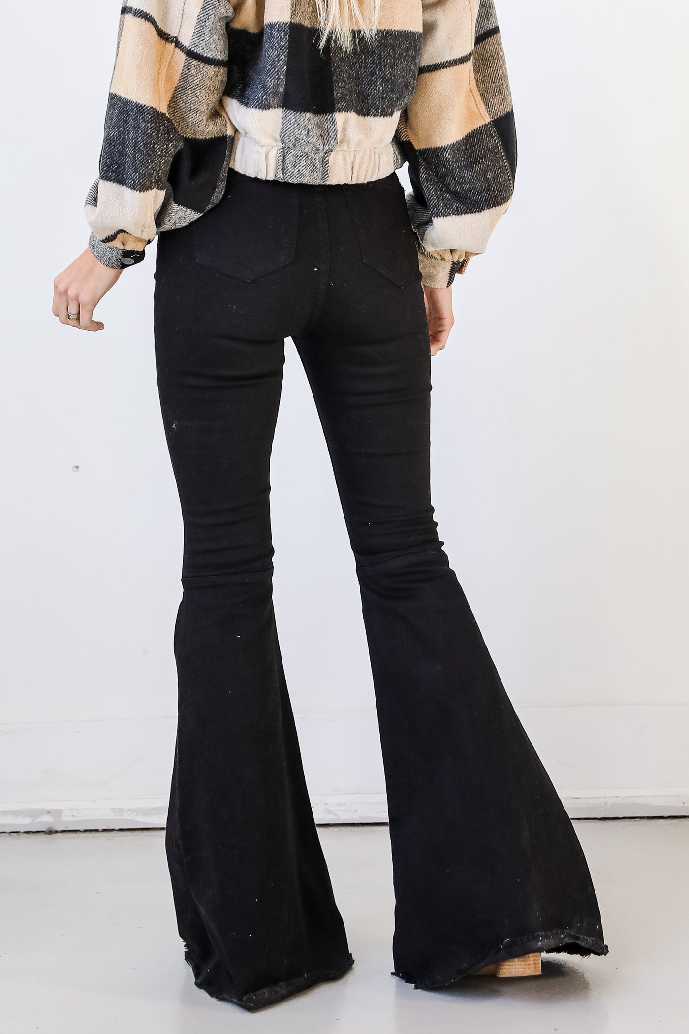 Black Flare Jeans back view