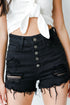 Black Distressed Denim Shorts
