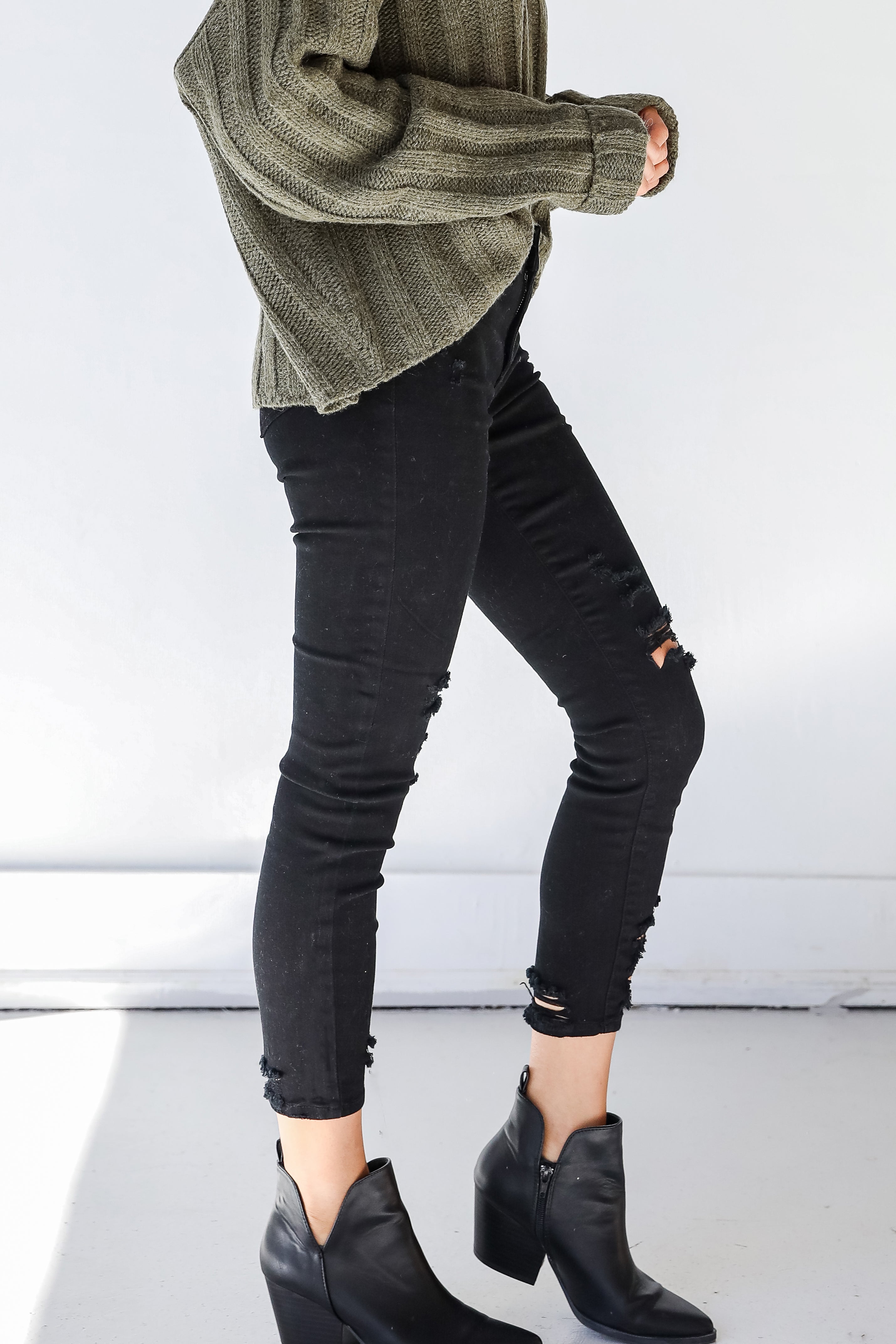 Distressed Black Skinny Jeans side view