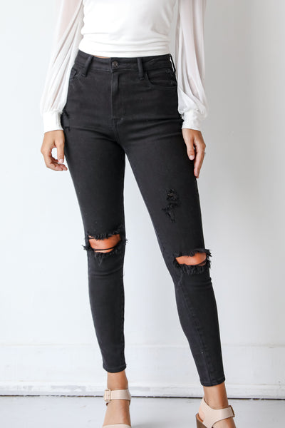 Black Distressed Skinny Jeans
