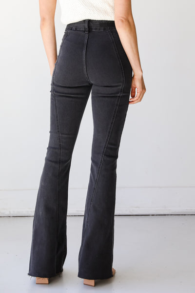 Black Flare Jeans back view