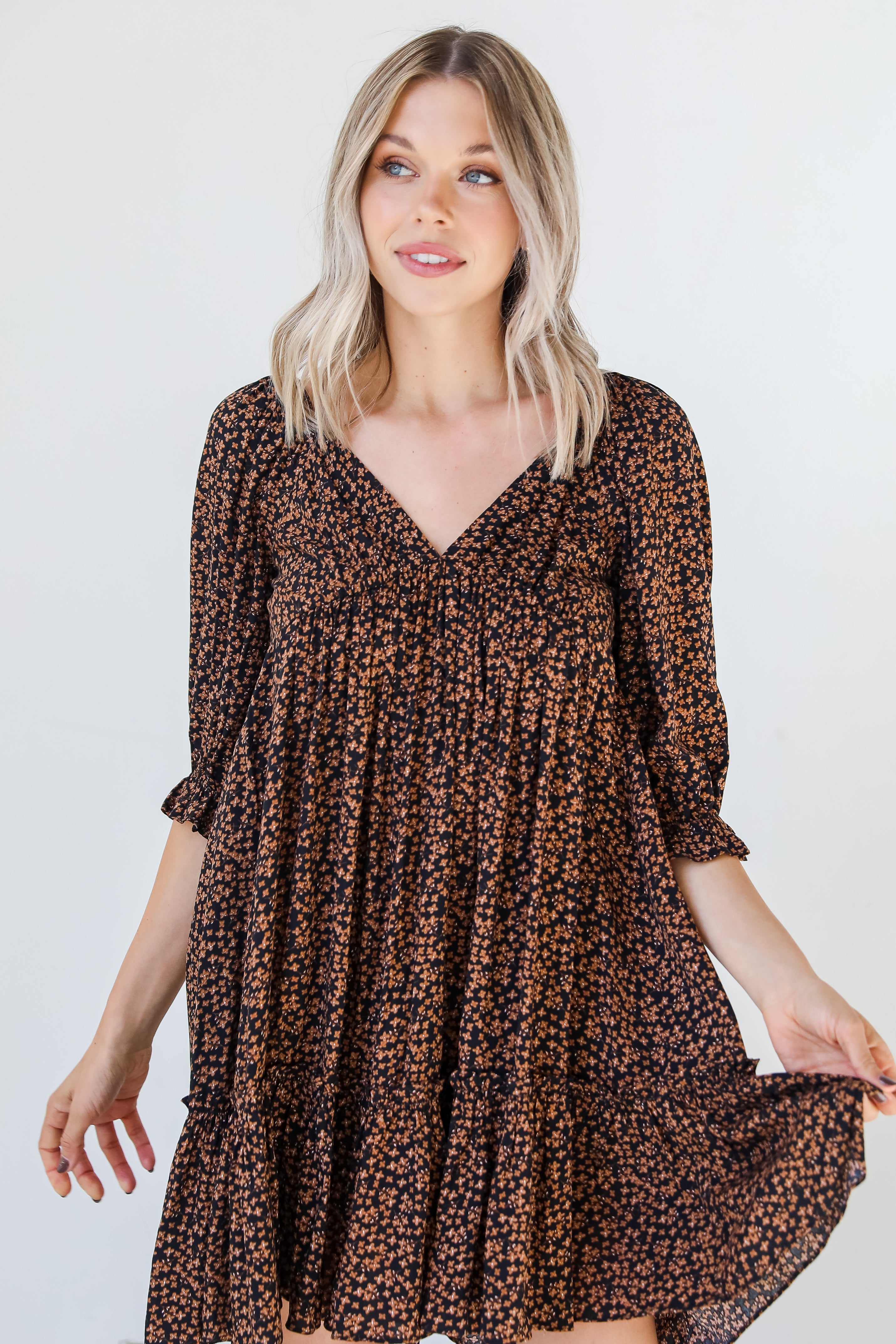 Floral Mini Dress on model