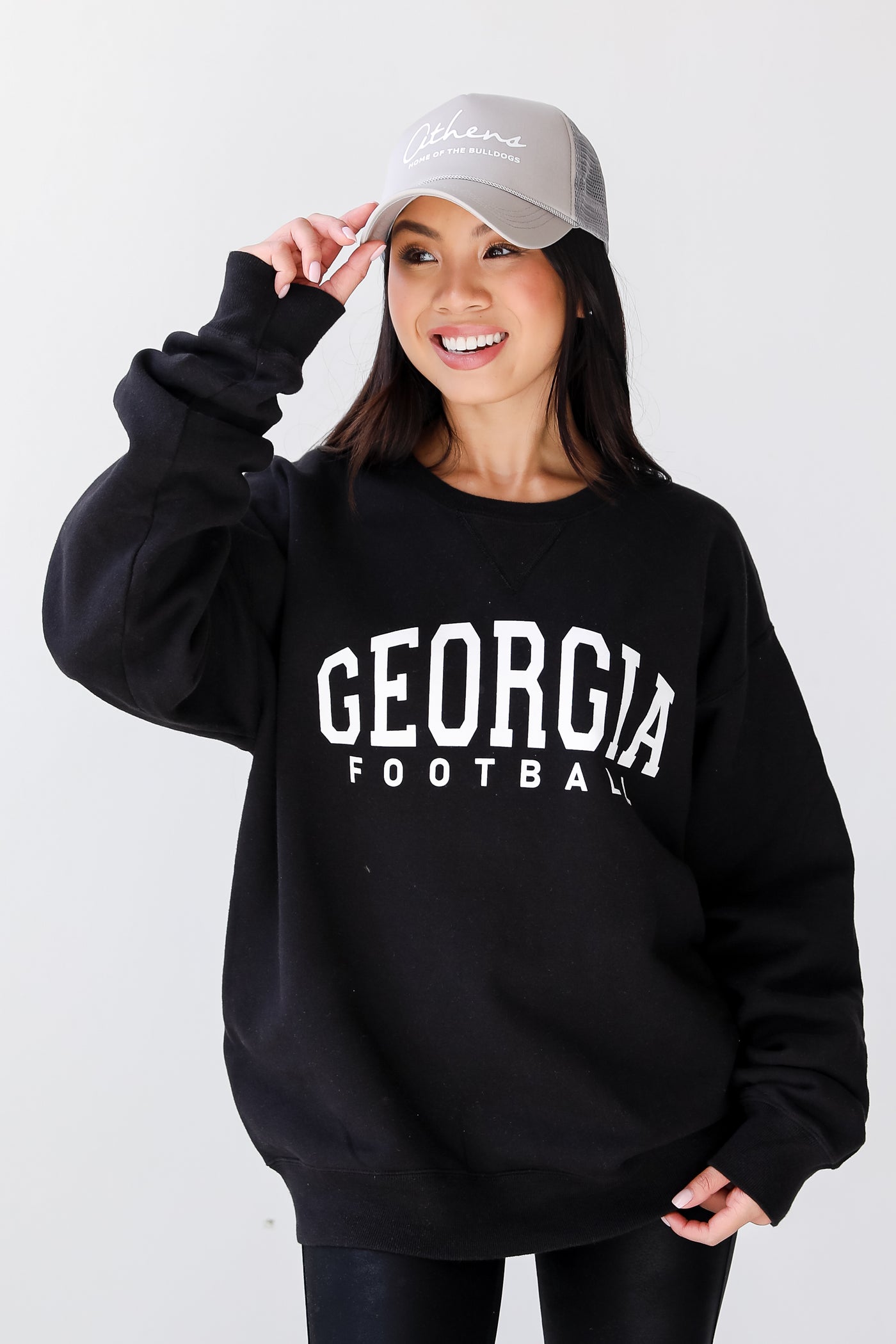 Black Georgia Football Pullover on model