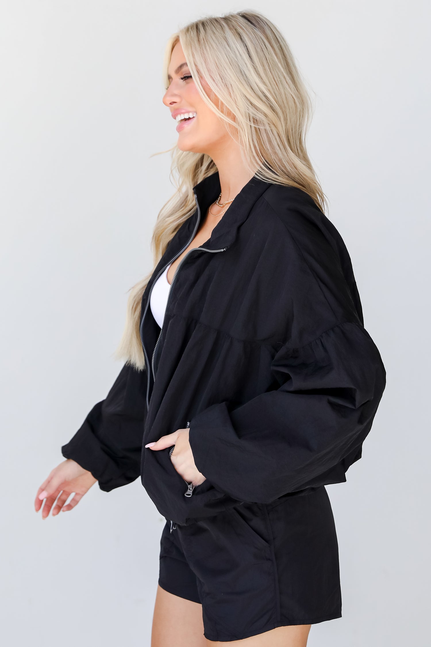 black Windbreaker Jacket side view