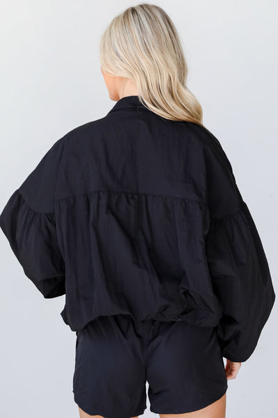 black Windbreaker Jacket back view