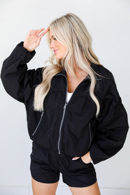 black Windbreaker Jacket