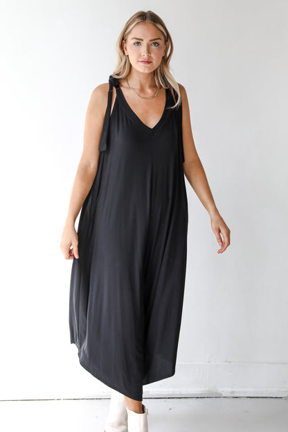 black jumpsuit on model
