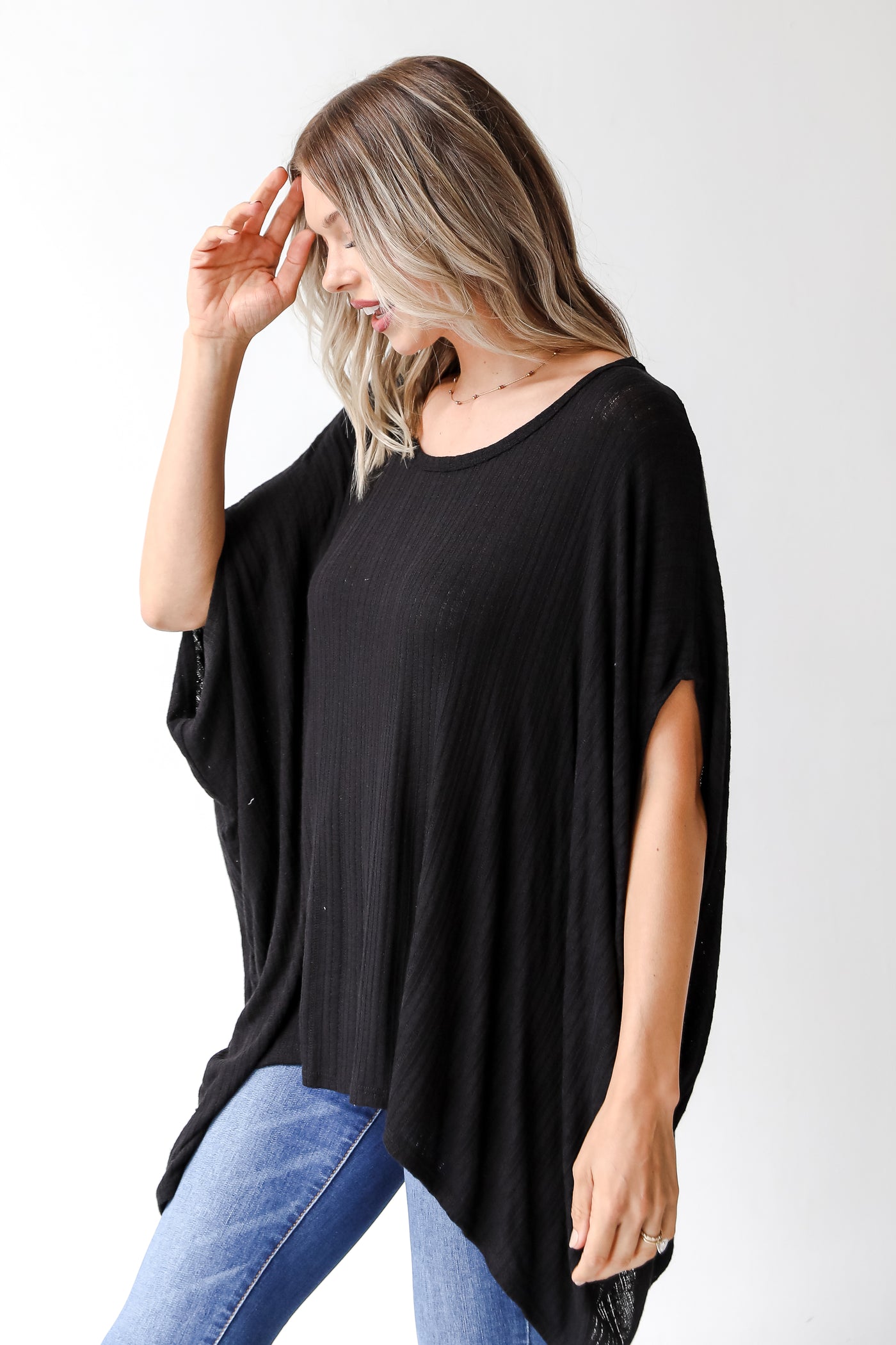 black oversized top side view