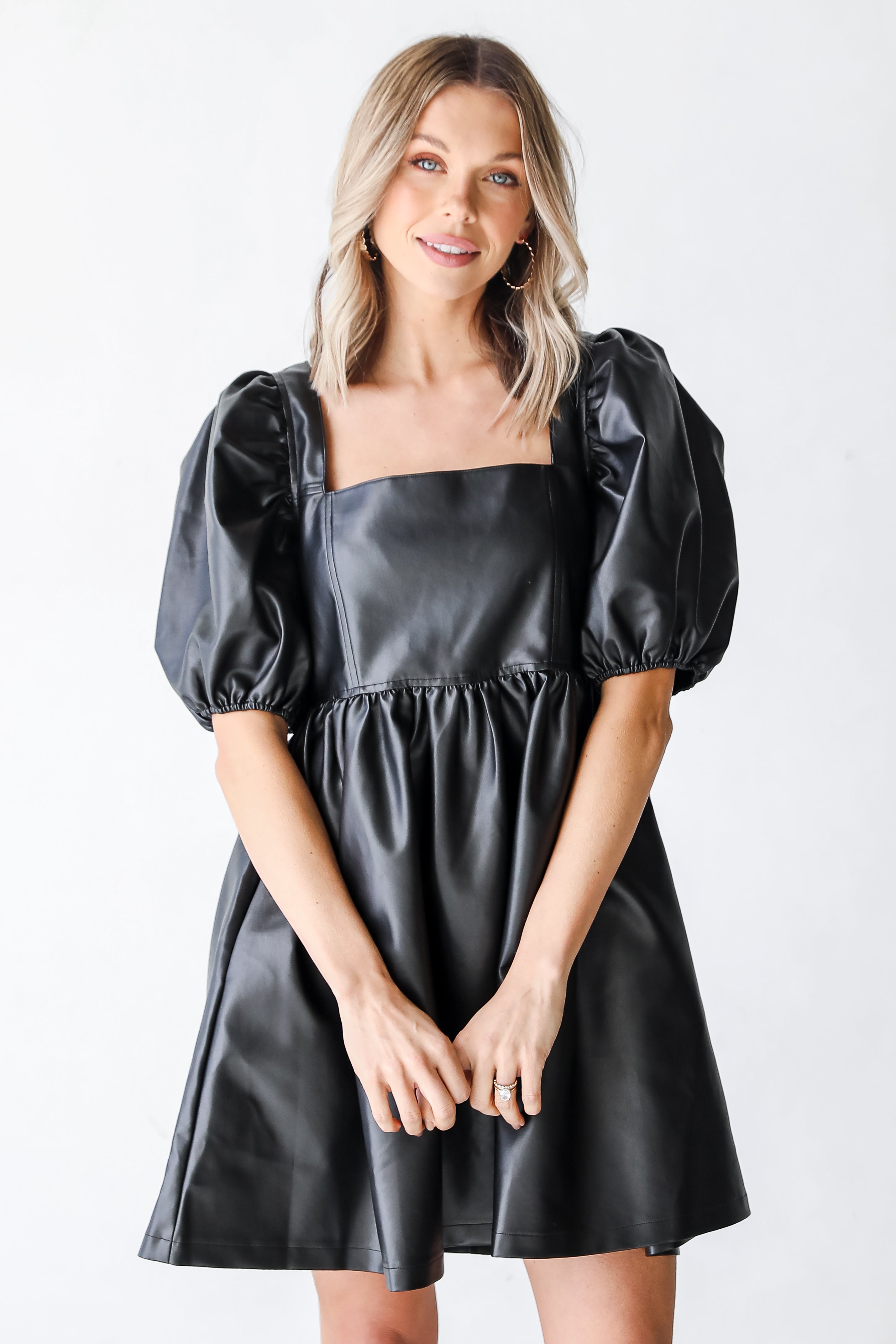 Leather Mini Dress on model