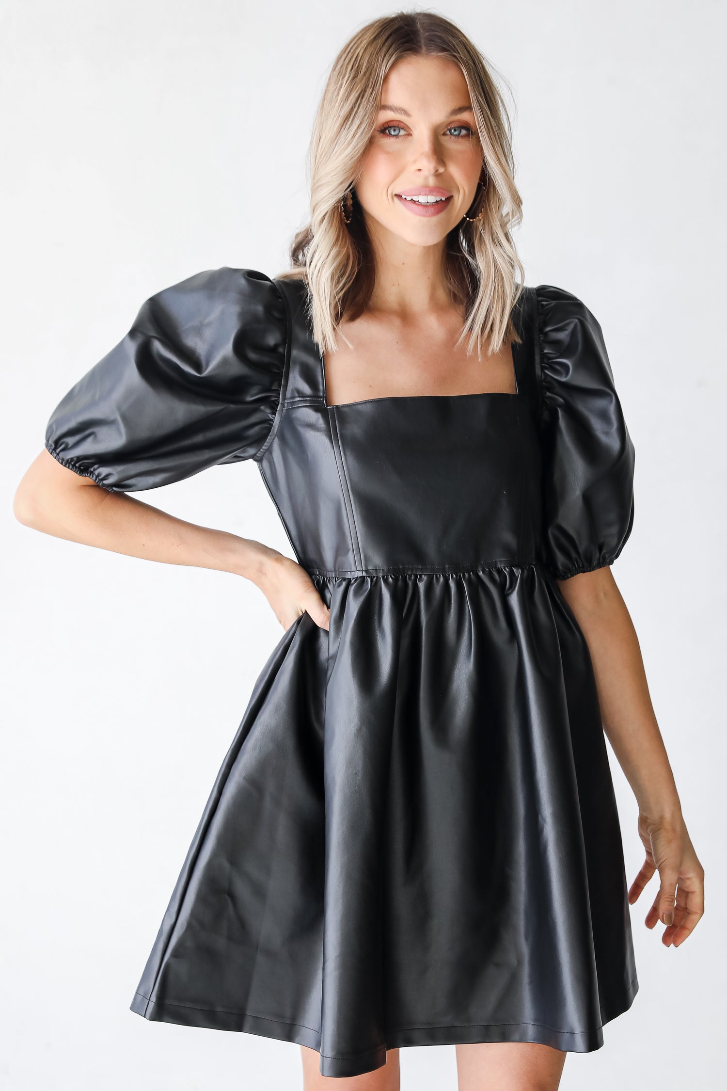 Leather Mini Dress front view