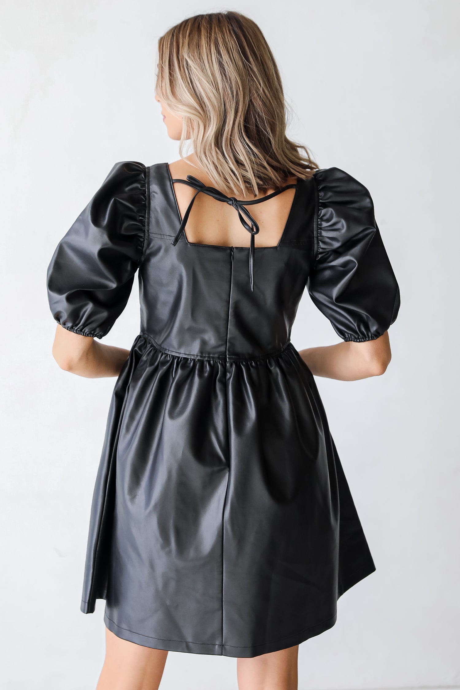 Leather Mini Dress back view