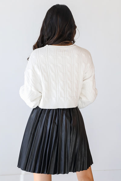 Pleated Faux Leather Skirt back view