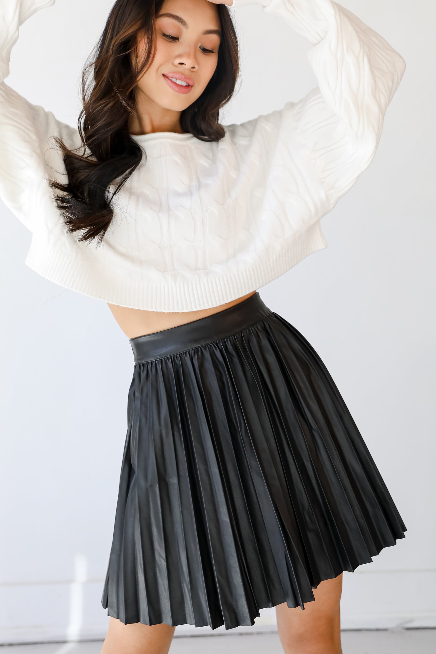 Pleated Faux Leather Skirt from dress up