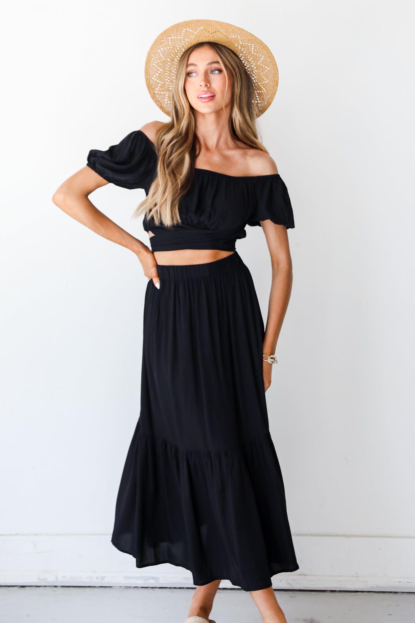 black Maxi Skirt on dress up model