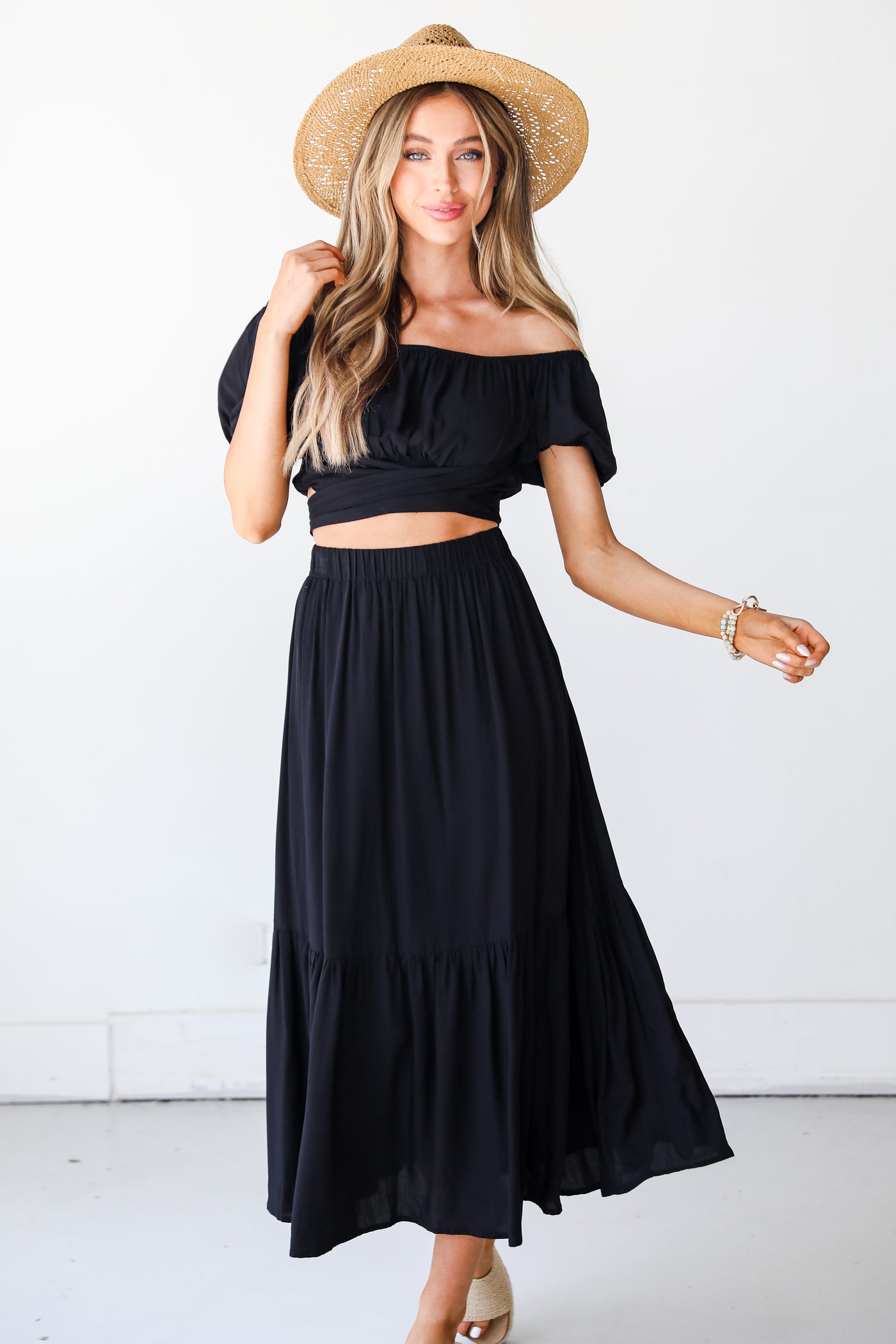black Maxi Skirt on model