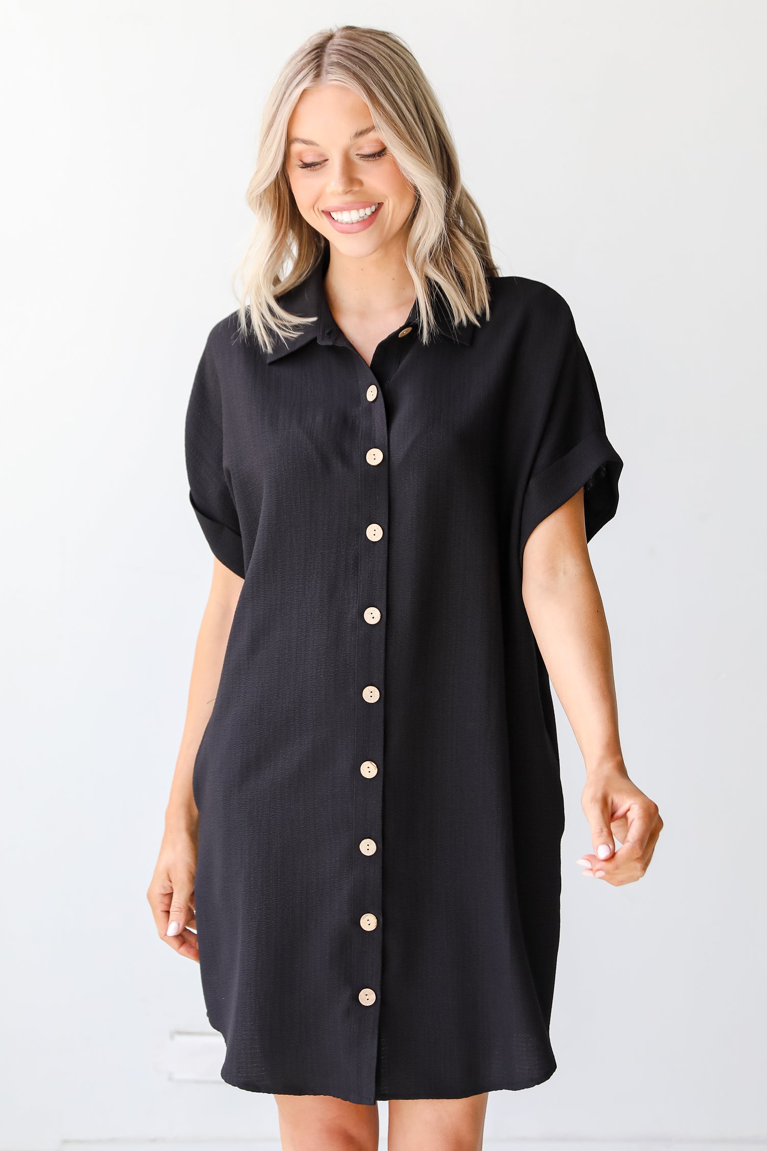 black shirt dress