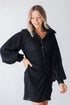 black Ruched Mini Dress