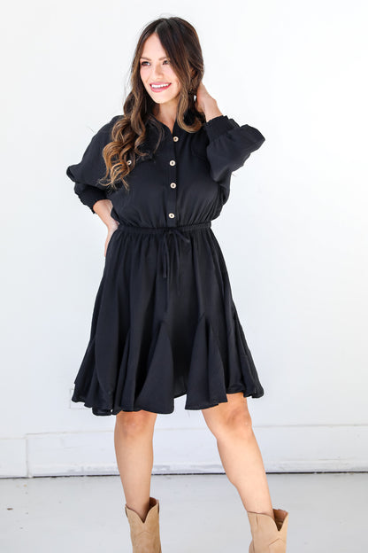 black Mini Dress front view