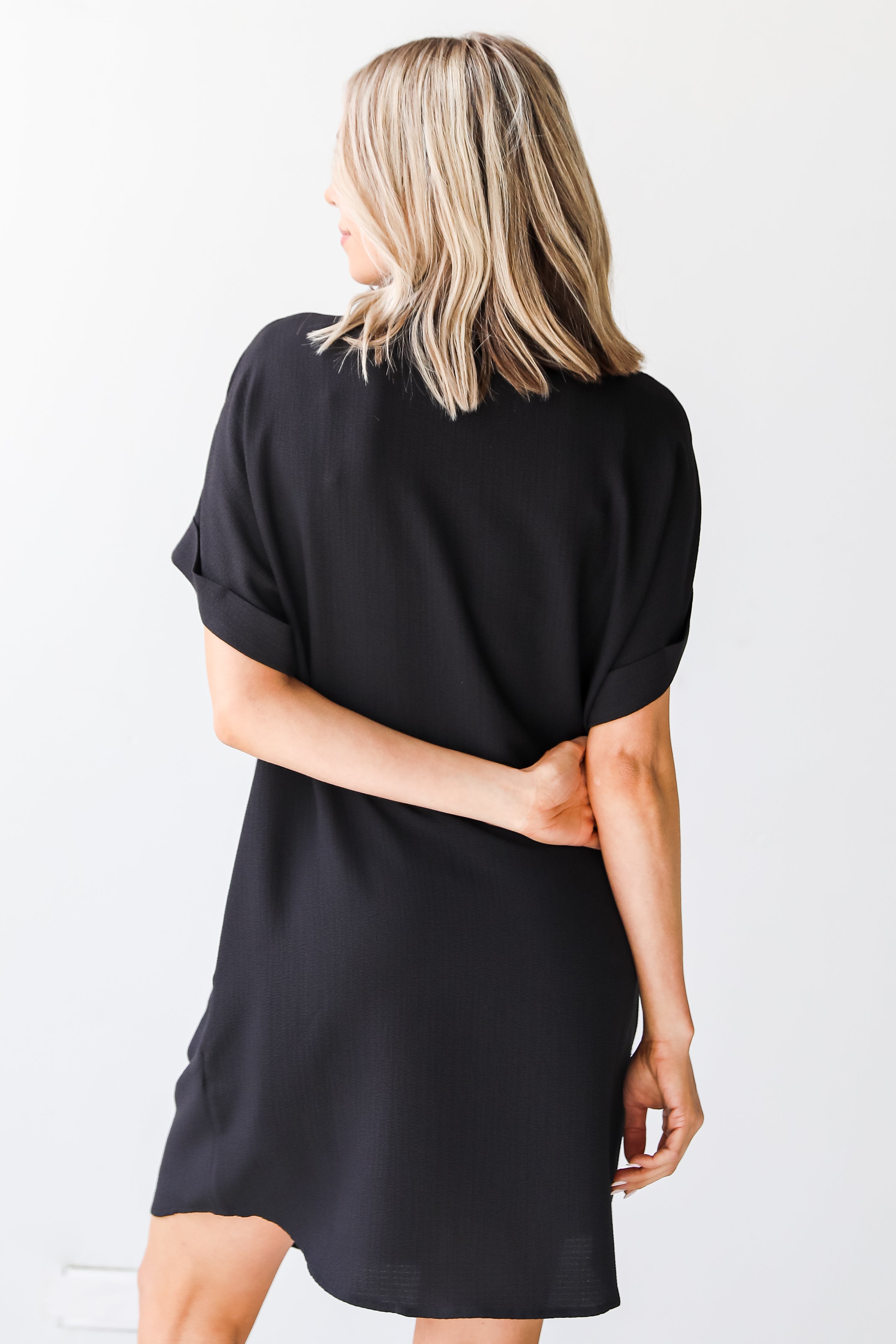black shirt dress back view
