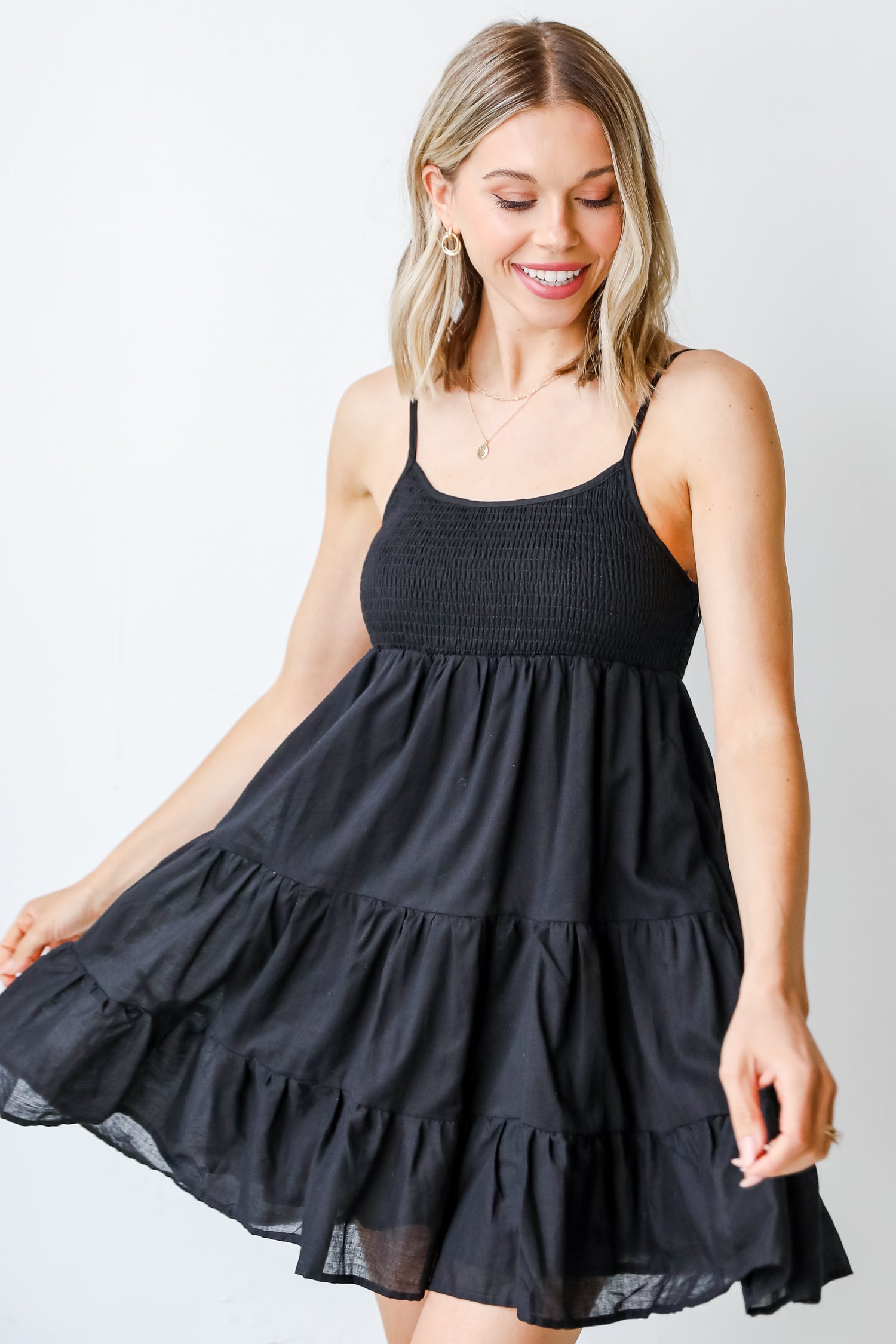 Smocked Mini Dress front view