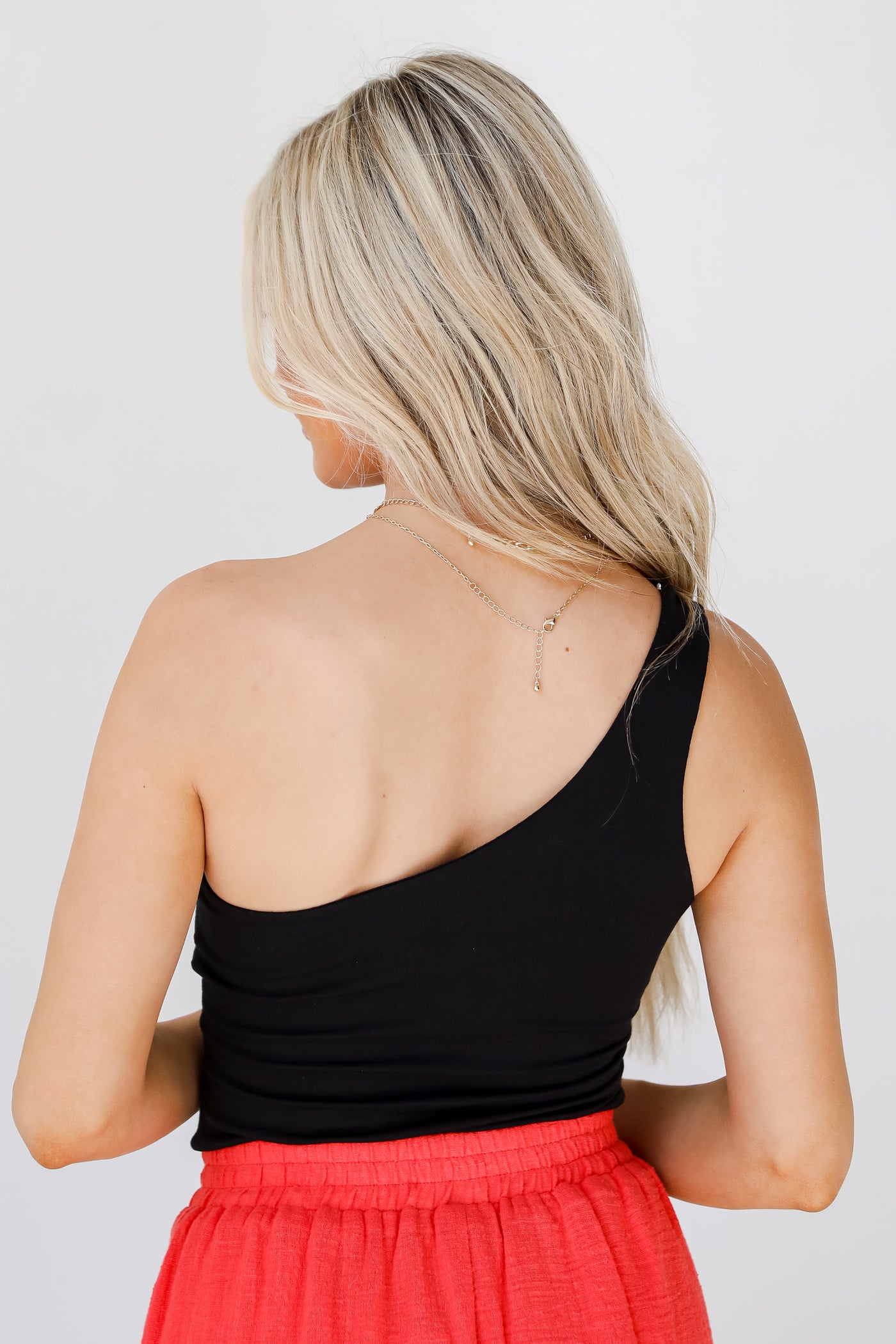 black One-Shoulder Bodysuit back view