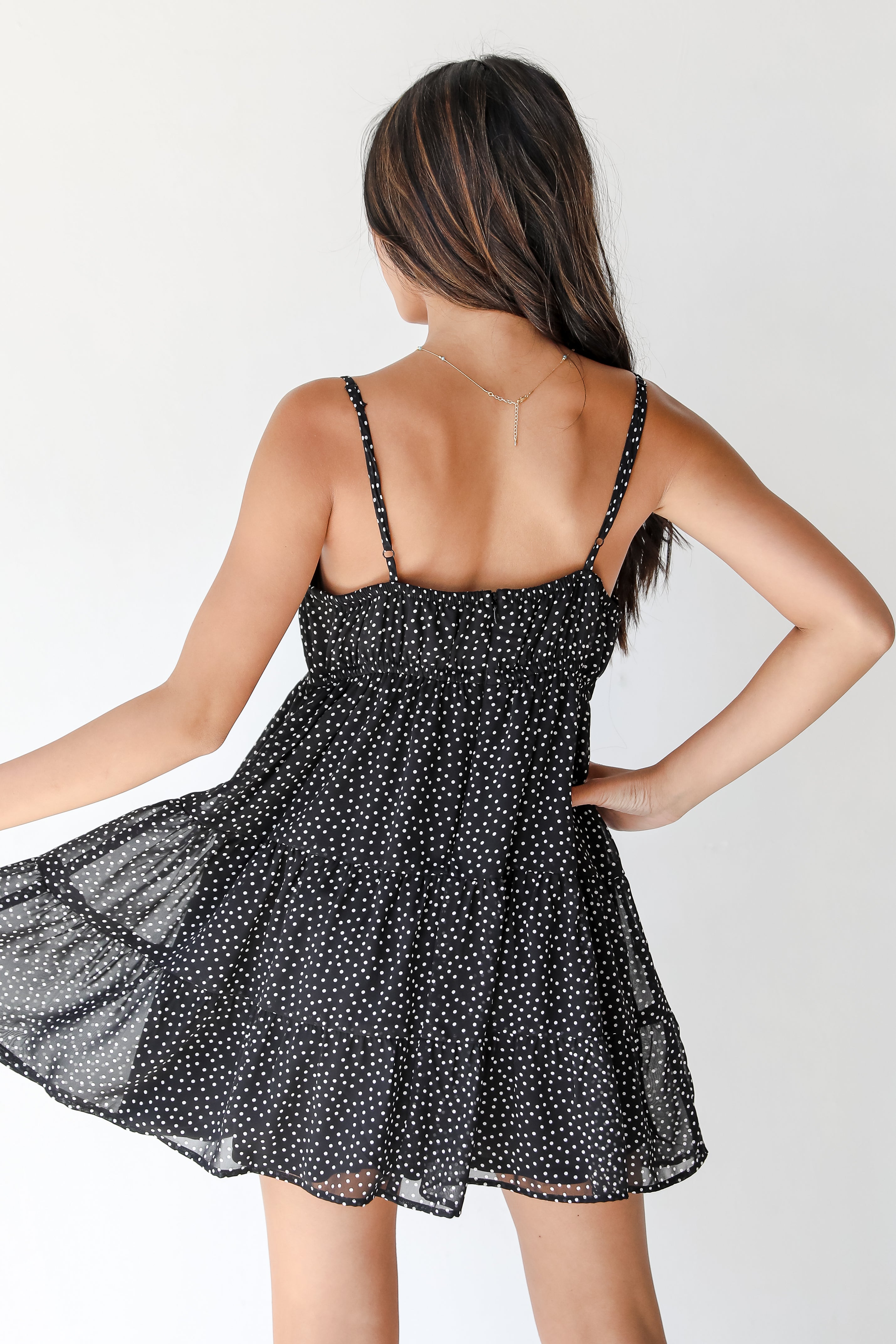 Polka Dot Mini Dress back view