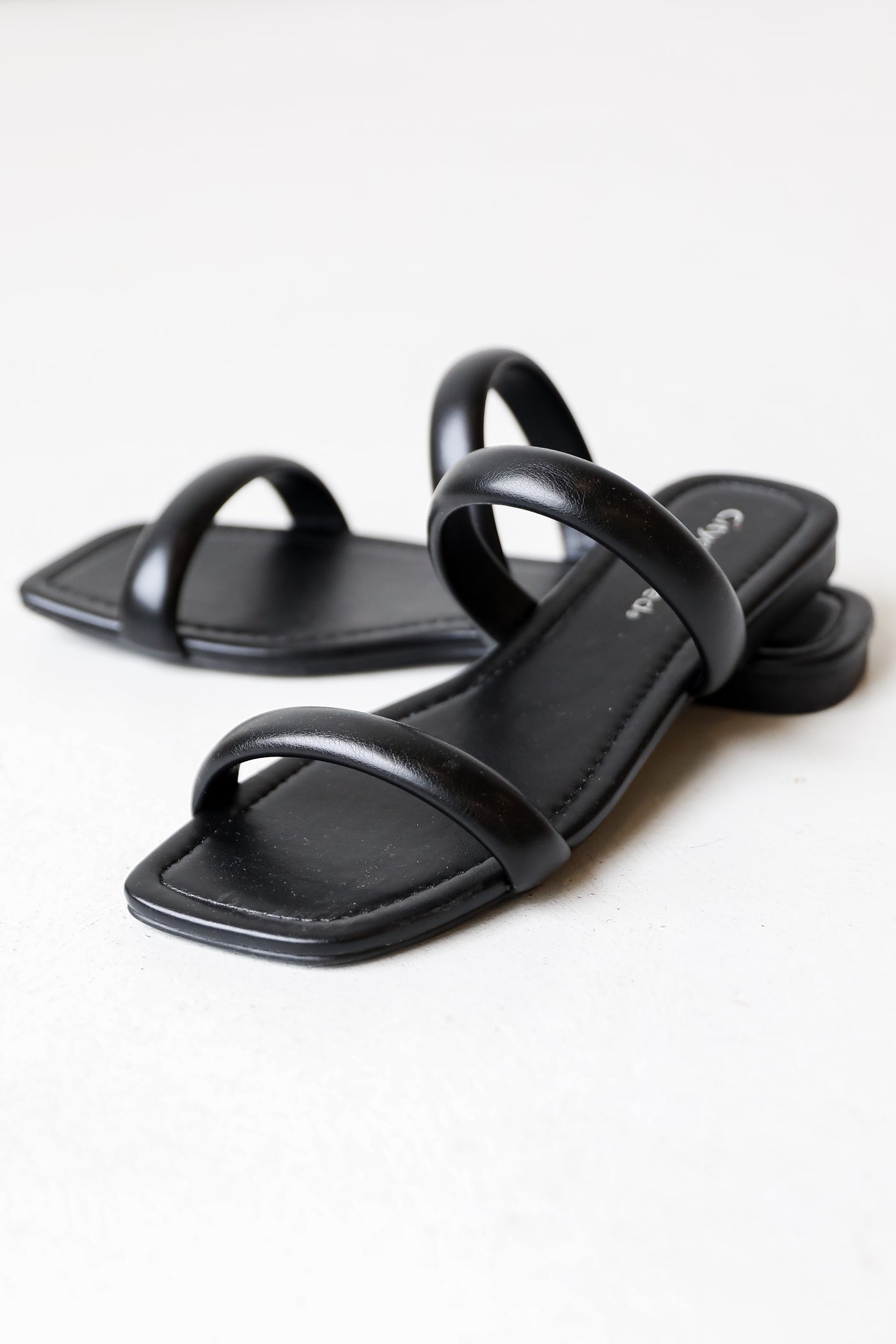 black Double Strap Sandals close up