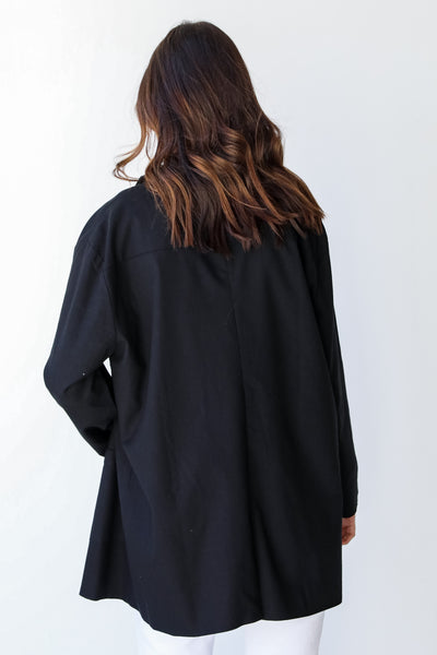 Linen Blazer in black back view