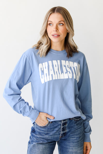 Blue Charleston Long Sleeve Tee front view