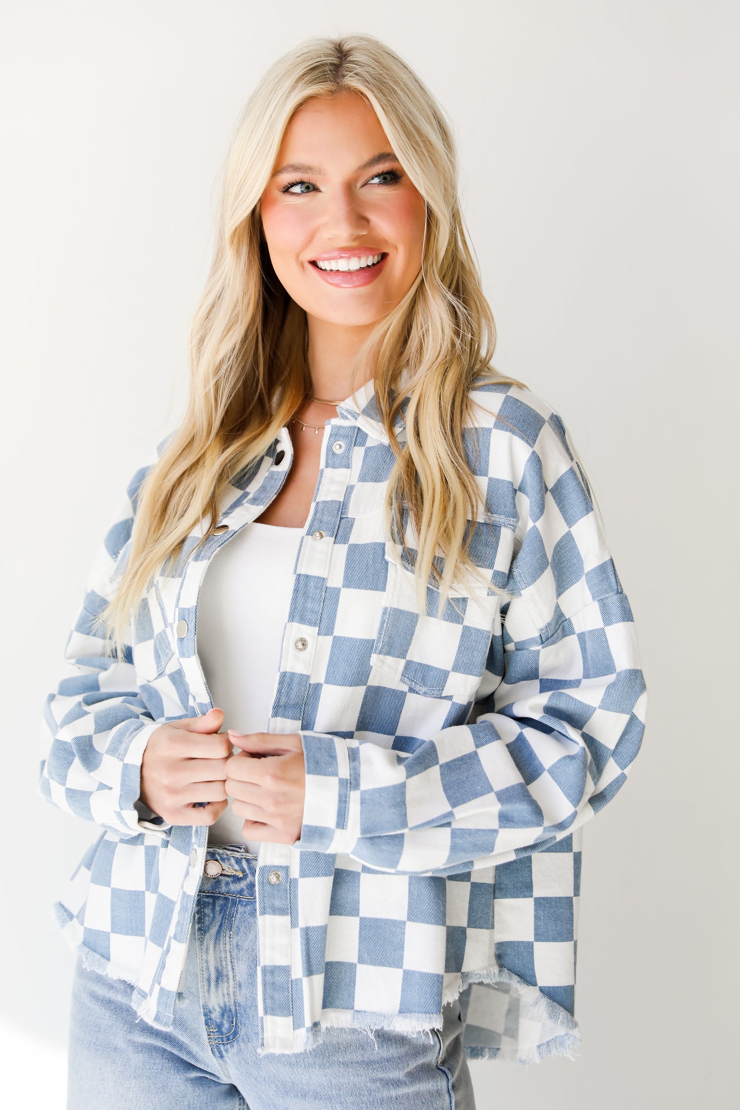 Checkered Denim Jacket