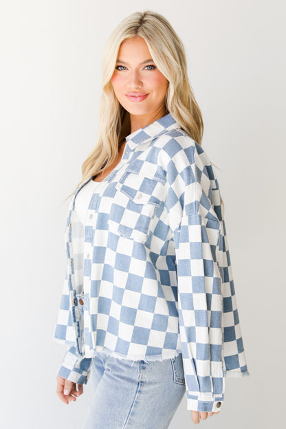 Checkered Denim Jacket side view