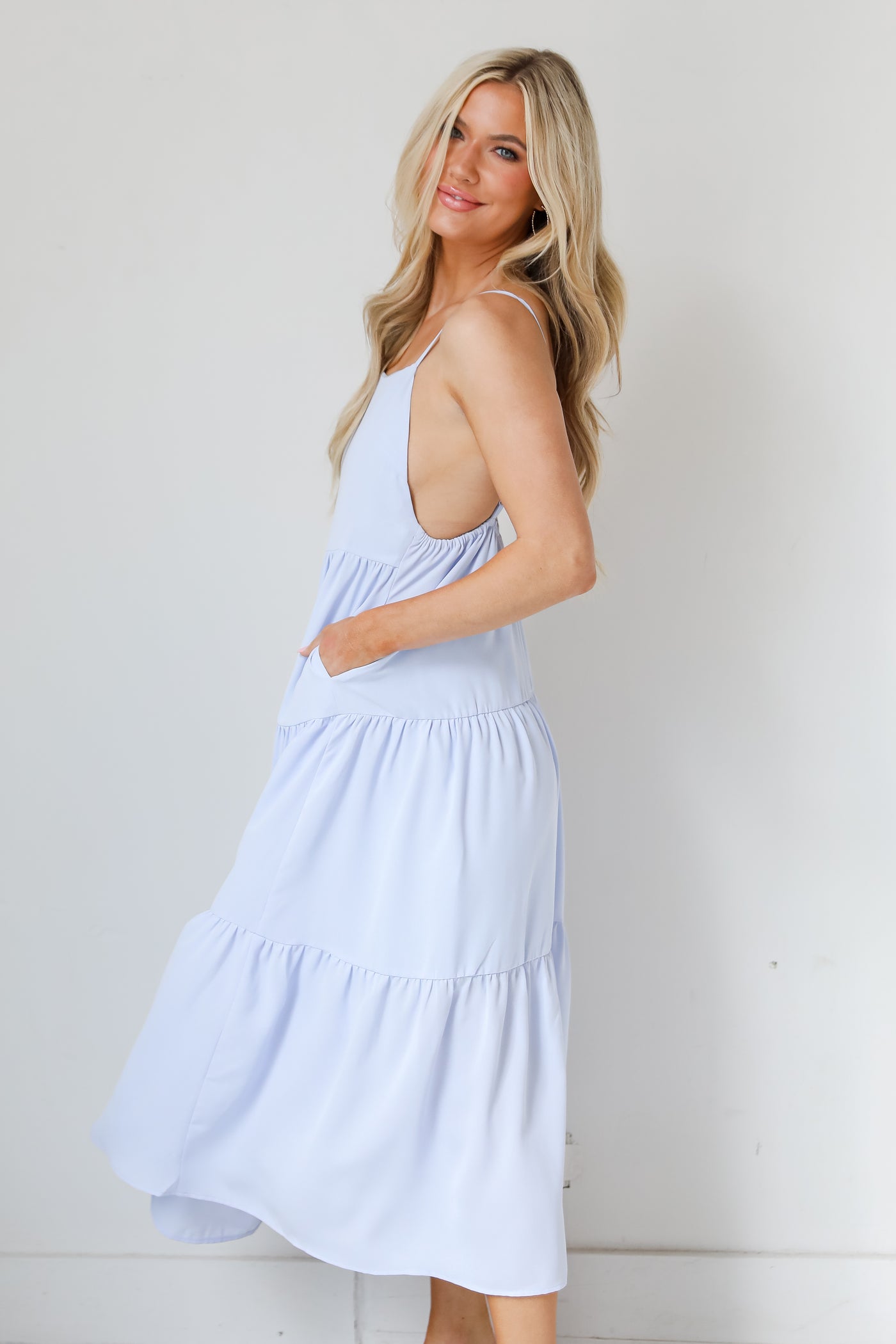 blue Tiered Maxi Dress side view