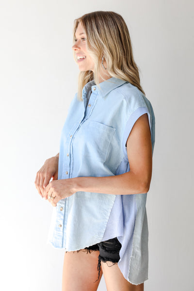 Ombre Button-Up Blouse side view