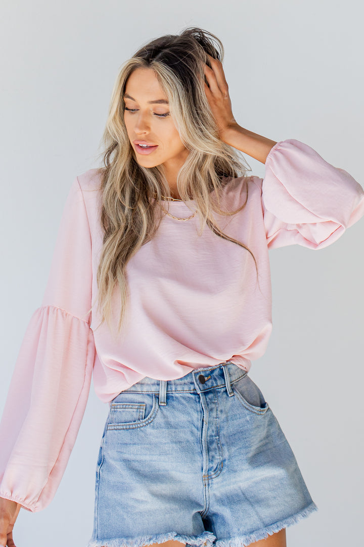 Blouse in blush front view