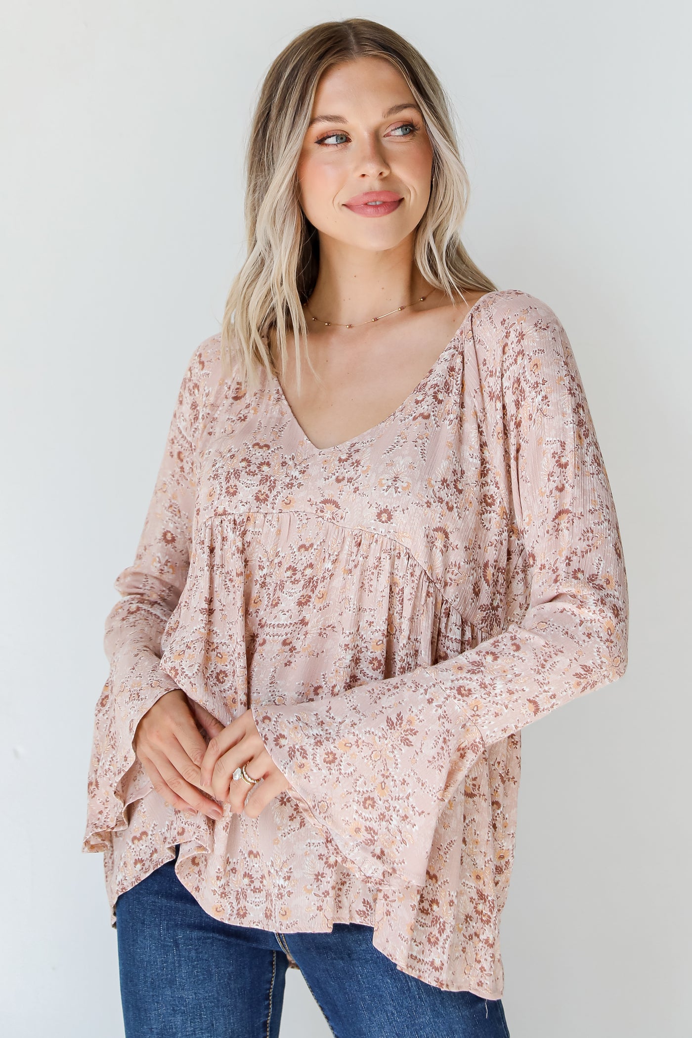 floral bell sleeve blouse