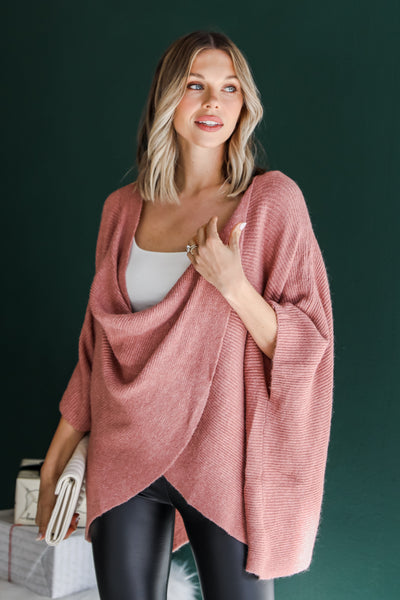 pink Surplice Sweater on dress up model