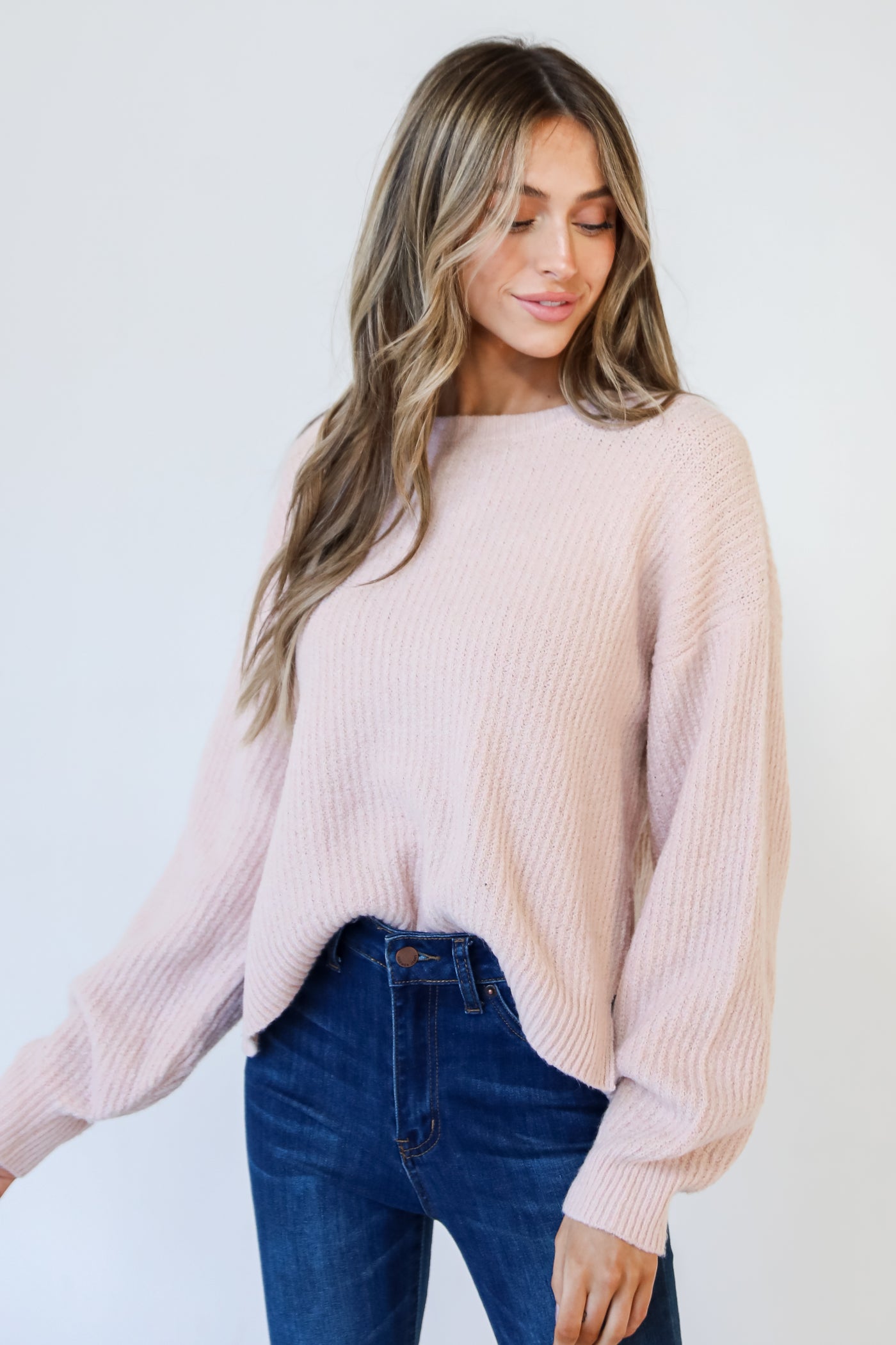 light pink Sweater on dress up model
