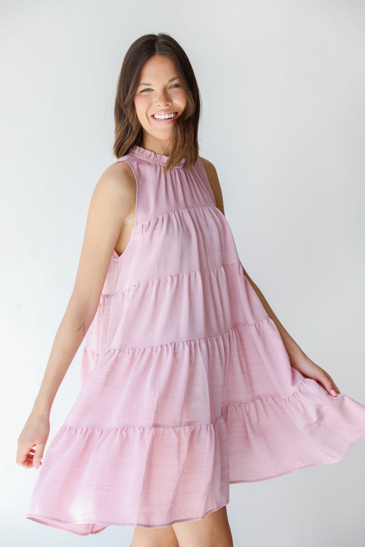 Tiered Mini Dress on model