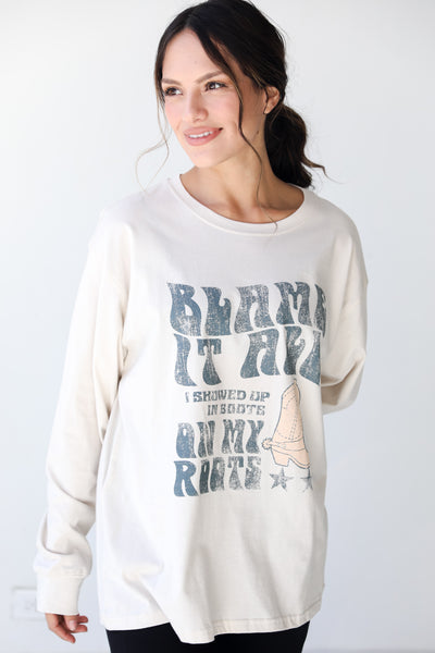 Blame It All On My Boots Long Sleeve Graphic Tee