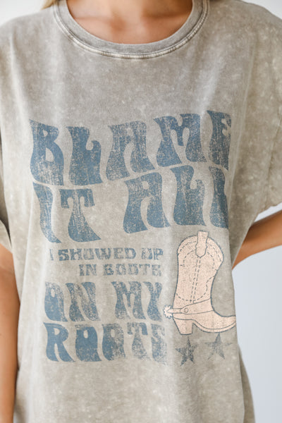 Blame It All On My Boots Graphic Tee on model